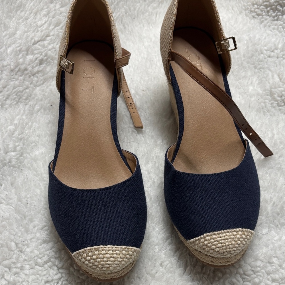 LOFT Navy and Beige Espadrilles